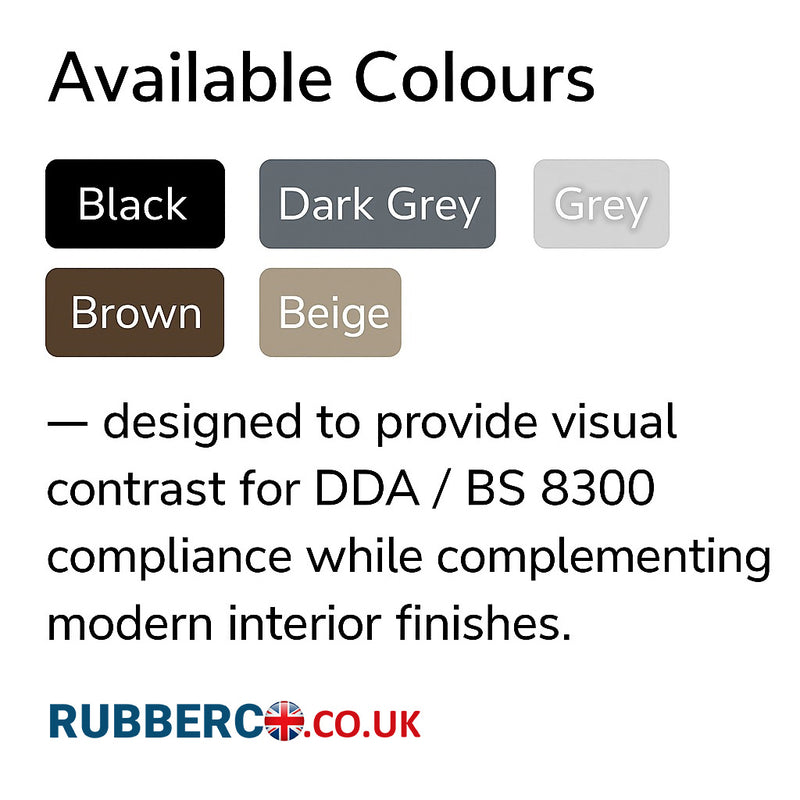 Rubber Stair Nosing Edge Trim – Heavy-Duty Anti-Slip Flexible Rubber Step Protector 50×45 mm | Commercial Stair Edging | BS 8300 & Doc K Compliant | Tested to BS 7976 | UK Trade Supplier