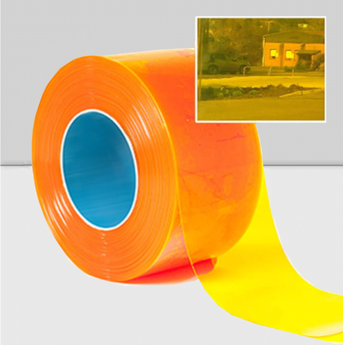 Transparent Yellow PVC Strip Cut to Size – Flexible, Durable, UV-Resistant for Curtains, Partitions, and Warning Strips – 200mm x 2mm, 50m Roll