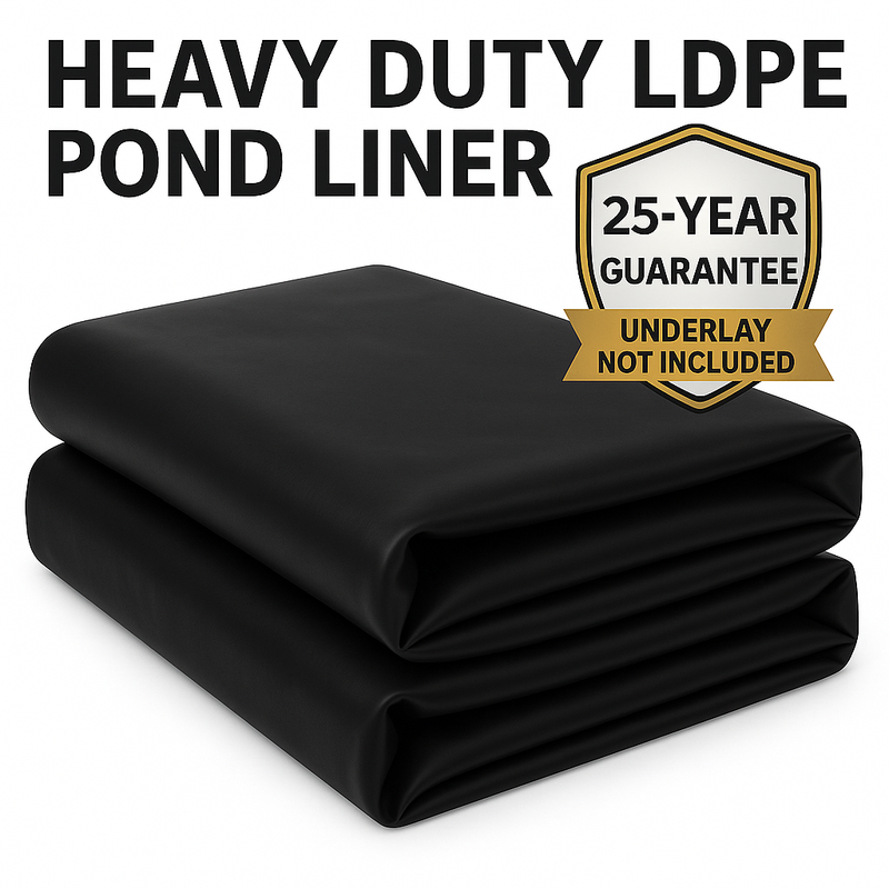 Heavy Duty LDPE Pond Liner 0.35mm, 25 Year Guarantee, Extra Thick & Durable for Ponds and Water Features, UV & Puncture Resistant, Easy to Install
