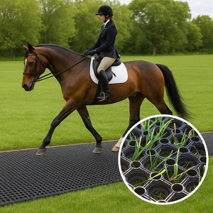 Heavy Duty Rubber Grass Mats | Non-Slip Perforated Horse Stable Outdoor Matting