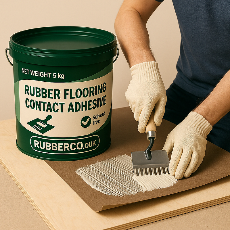 Rubber Flooring Contact Adhesive - Non-Staining, Easy-To-Trowel Paste for Indoor Use - High-Performance Adhesive for Rubber Flooring