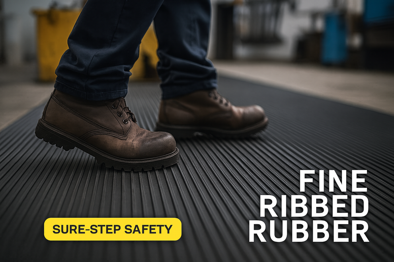 Black Fluted Rubber Matting 1220mm – Anti-Slip, Hard-Wearing & Insulating NR/SBR Sheet | 3mm & 6mm Thick Workbench Cover & Industrial Flooring