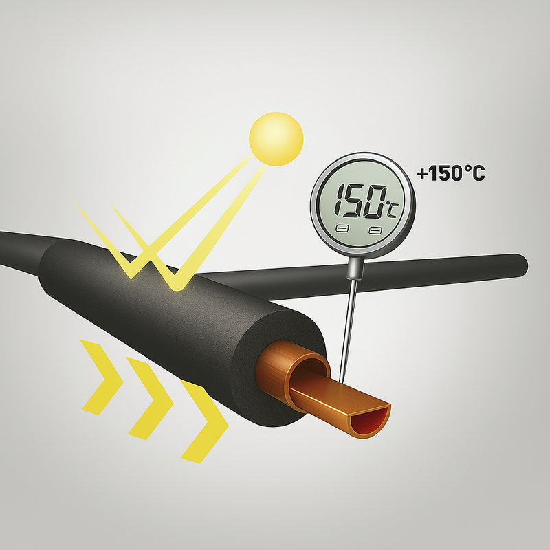 Flexible EPDM pipe insulation for energy saving and condensation control