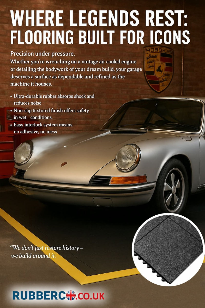 Heavy-Duty Nitrile Rubber Garage Floor Tiles – 16mm Anti-Fatigue, Oil & Chemical Resistant, Interlocking Design