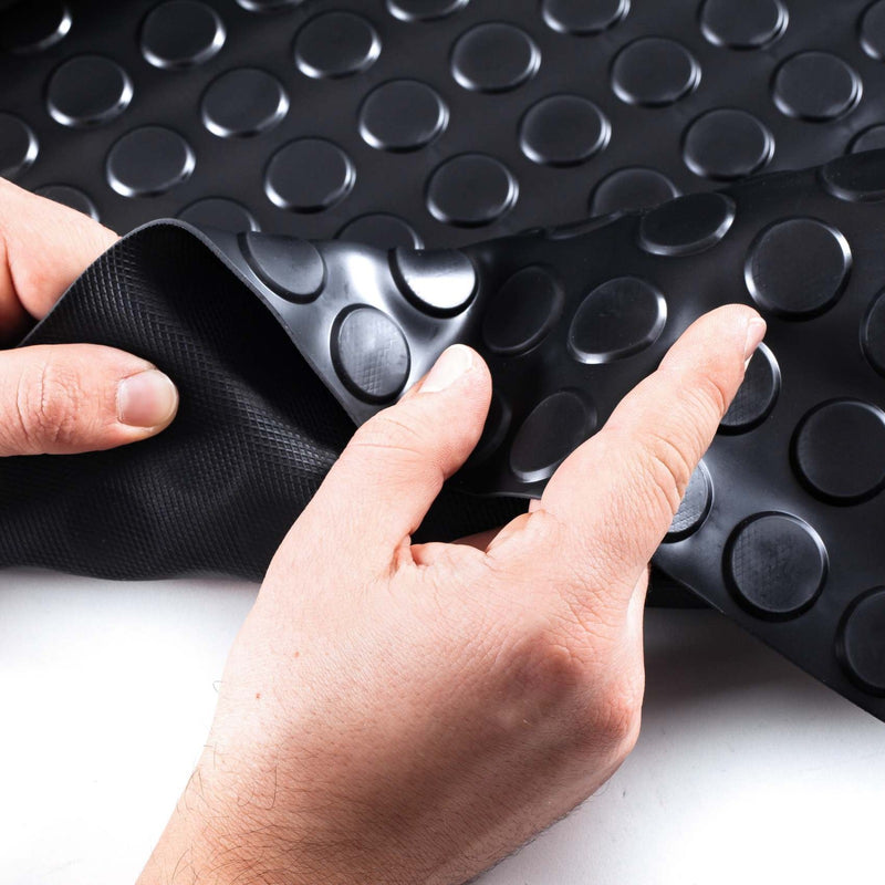 Premium Round Dot Anti-Slip Rubber Flooring Roll – R11 Rated Oil Resistant Multiple Sizes & Colours