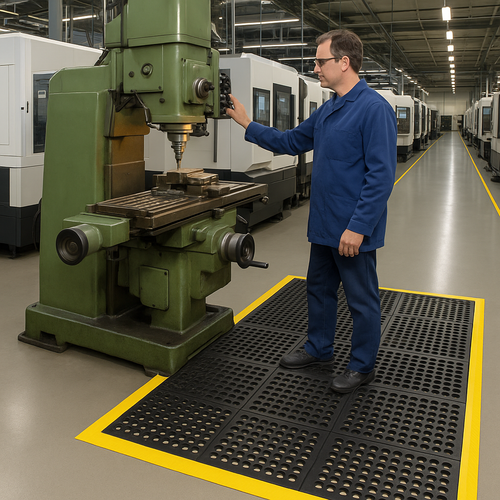 Interlocking Rubber Industrial Anti-Slip Mats with Drainage Holes Nitrile Rubber, Oil & Grease Resistant Anti-Fatigue, Non-Slip Safety Mat