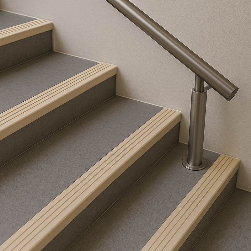 Rubber Stair Nosing Edge Trim – Heavy-Duty Anti-Slip Flexible Rubber Step Protector 50×45 mm | Commercial Stair Edging | BS 8300 & Doc K Compliant | Tested to BS 7976 | UK Trade Supplier