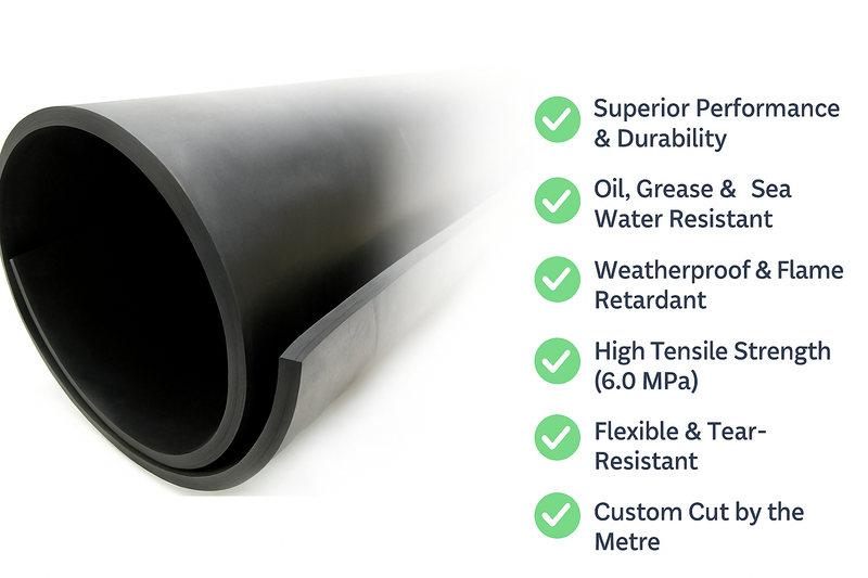 Commercial Grade Neoprene Rubber Sheet – Oil, Grease & Sea Water Resistant | Flame Retardant & Weatherproof | Sold by the Metre