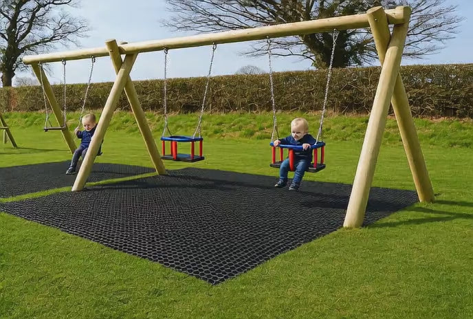 Heavy Duty Rubber Grass Mats - 23mm Thick, Non-Slip, Weather-Resistant, Wheelchair Friendly, Ideal for Car Parks & Grass Areas, Recycled Rubber