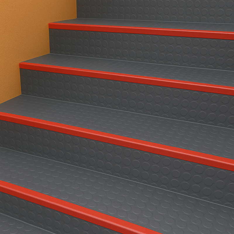Durable Studded Rubber Stair Cladding – Anti-Slip, Easy Install, 4mm Thick, 52cm Depth, Noise-Reducing, for Home & Commercial Use – Various Colours