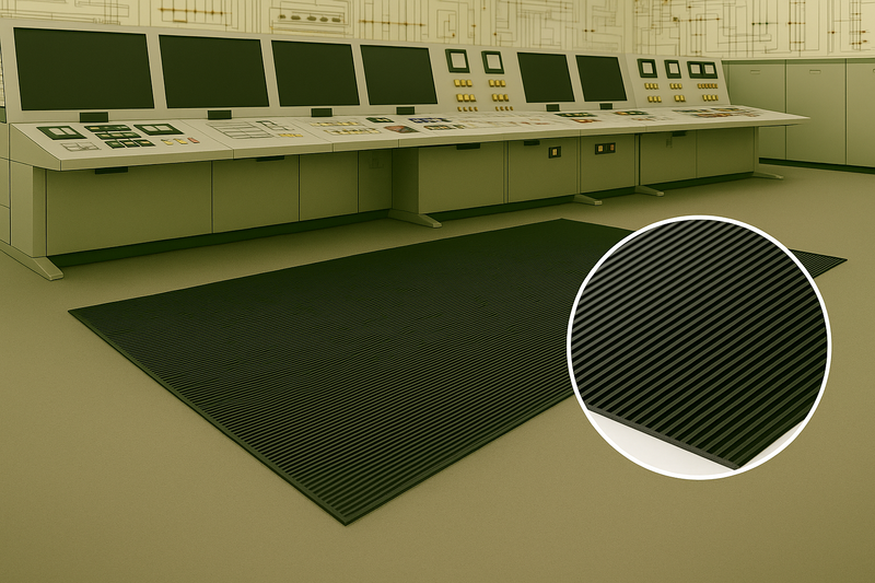 Fine Ribbed Black Rubber Matting – Class 3 Electrical Safety (26,500V) - Linear Metre