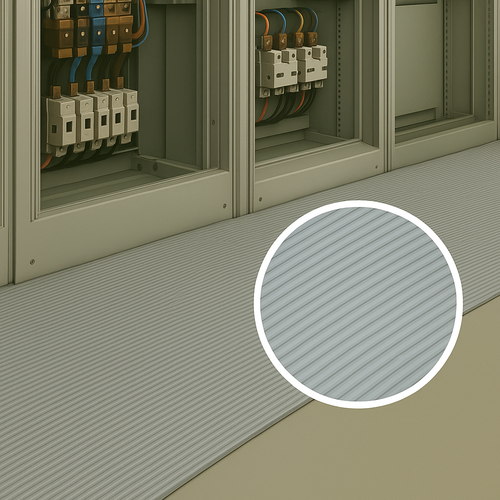 Fine Ribbed Grey EPDM Rubber Matting – IEC61111-2009 Class 3, 26,500V Working