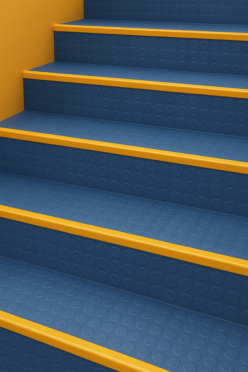 Durable Studded Rubber Stair Cladding – Anti-Slip, Easy Install, 4mm Thick, 52cm Depth, Noise-Reducing, for Home & Commercial Use – Various Colours