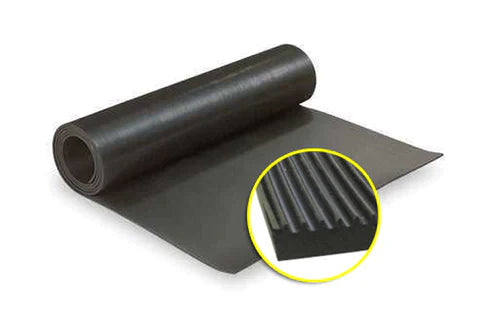 Fine Ribbed Black Rubber Matting – Class 3 Electrical Safety (26,500V) - Linear Metre
