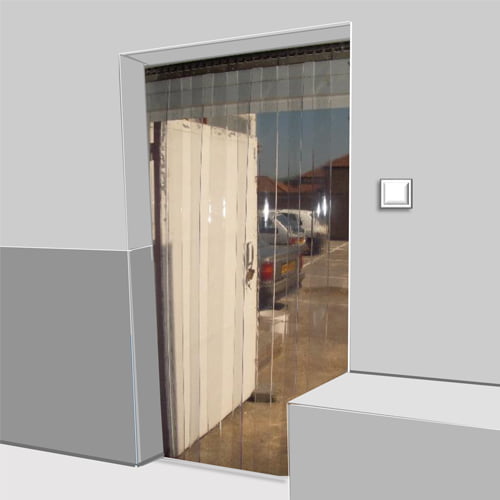 Standard PVC Strip Curtains (Hook-on) – Clear, Energy-Saving, Durable for Doors & Openings, Stainless Steel Rails Included – Easy Install, Customizable Fit