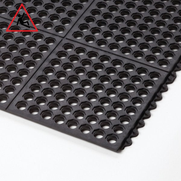 Non Slip Heavy Duty Rubber Link Mats with Drainage Holes - Rubber Co