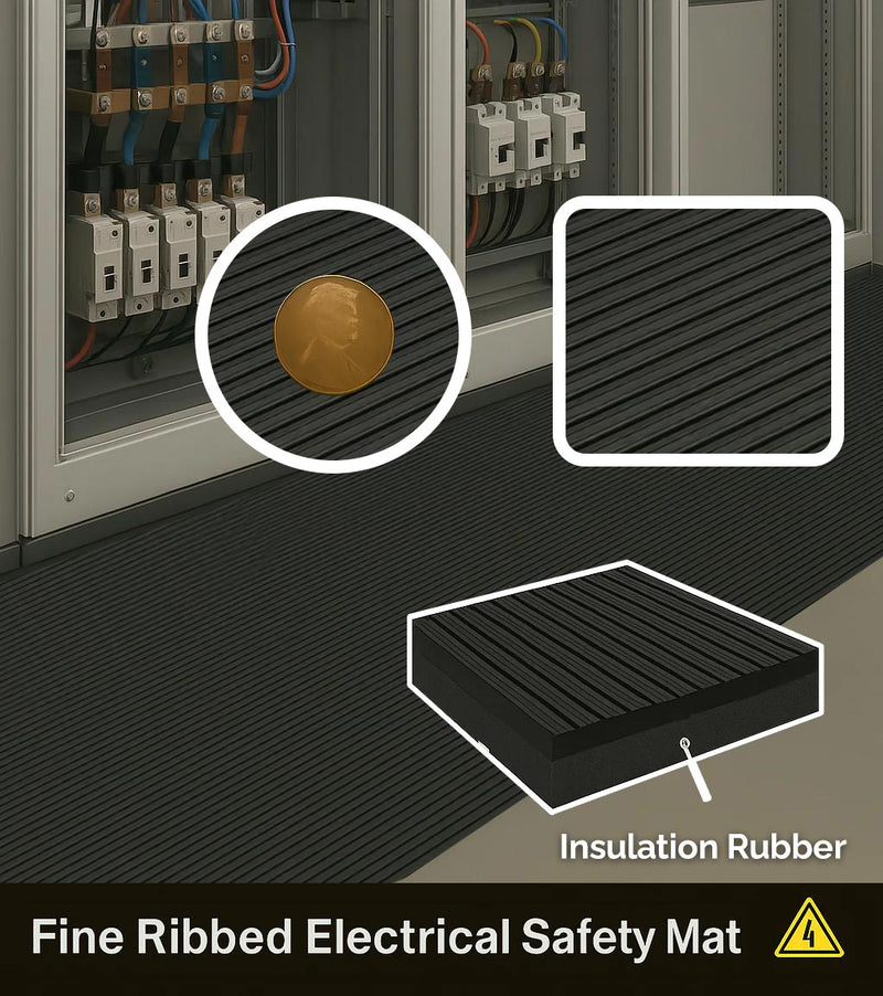 Electrical Safety Matting 1000V IEC61111 Class 0 - Fine Ribbed EPDM Rubber, Anti-Slip, Halogen-Free, 3mm Thick, Low Maintenance REACH & RoHS Compliant Linear Metre
