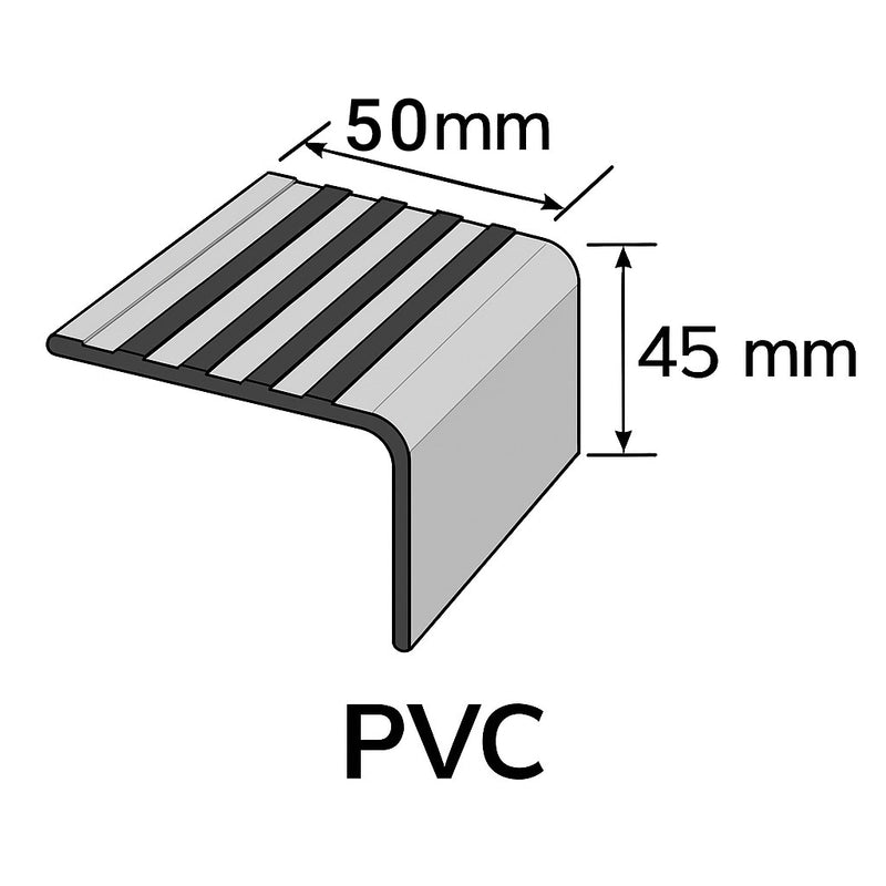 Rubber Stair Nosing Edge Trim – Heavy-Duty Anti-Slip Flexible Rubber Step Protector 50×45 mm | Commercial Stair Edging | BS 8300 & Doc K Compliant | Tested to BS 7976 | UK Trade Supplier