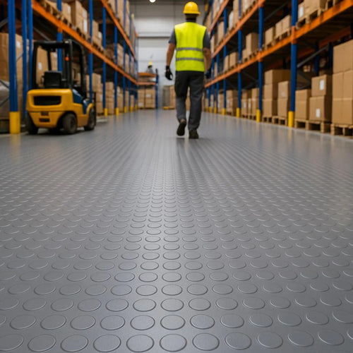 Heavy-Duty Stud Dot Rubber Flooring – 2m Wide | Anti-Slip & Durable Linear Metre