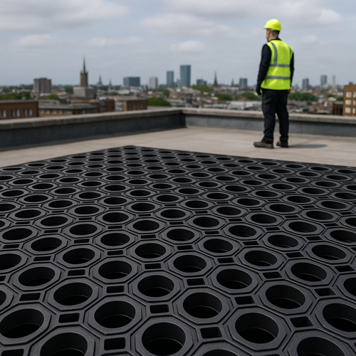 Heavy Duty Rubber Roof Matting 22mm UK | Non-Slip, Fast Drainage