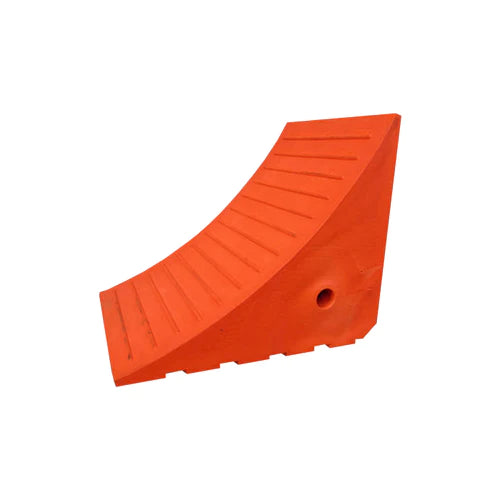 High Visibility Red Wheel Chock - 390 x 365 x 340mm, Lightweight PU, Wear-Resistant, 6.5kg, Single Unit, Ideal for Vehicles and Equipment Stabilisation