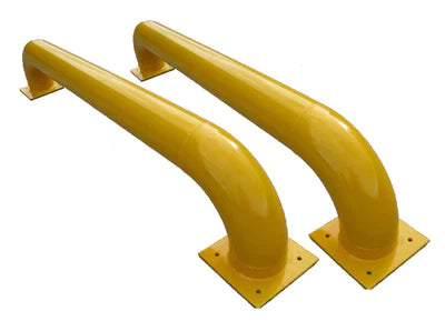 Straight Wheel Guides Pair – 2085 x 250 x 365mm, RAL1028 Yellow, Galvanised Steel, Durable Impact Protection for Loading Bays, Easy Bolt Installation