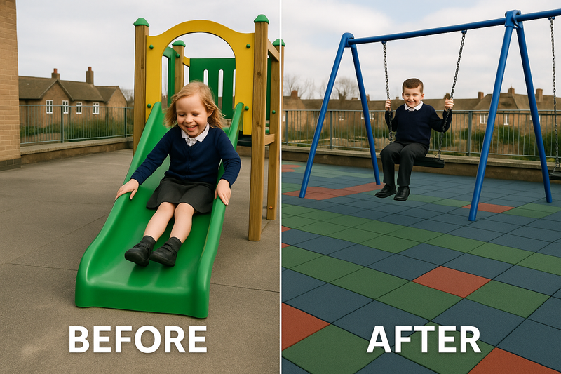Rubberco Interlocking Playground Mats, EPDM Rubber, UV Stable, Non-Slip, 12mm Thick, Safe, Maintenance-Free, Available in Green, Red, Blue, Black