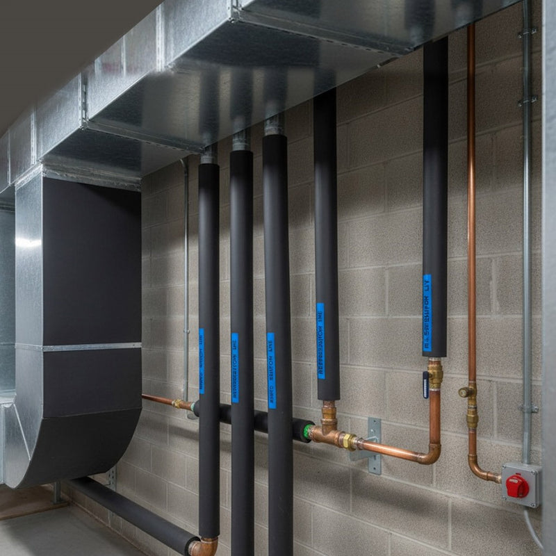 2m Black Pipe Insulation Foam Tube for Heating & AC Ductwork