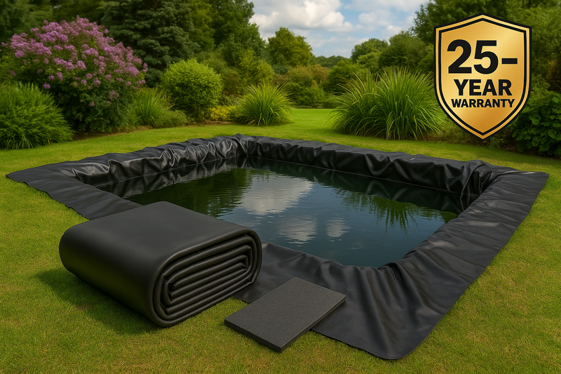 Heavy Duty LDPE Pond Liner 0.35mm, 25 Year Guarantee, Extra Thick & Durable for Ponds and Water Features, UV & Puncture Resistant, Easy to Install