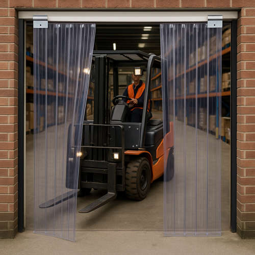 Swivel Hinge Ribbed PVC Strip Curtain 300mm UK | Forklift Safe