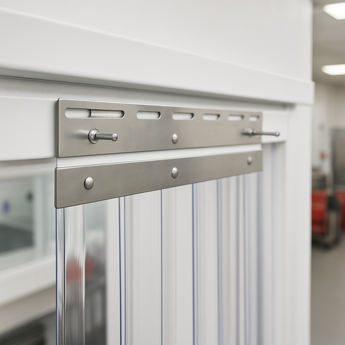 Stainless Steel Hook-On Plate Sets for PVC Strips | 4 Sizes