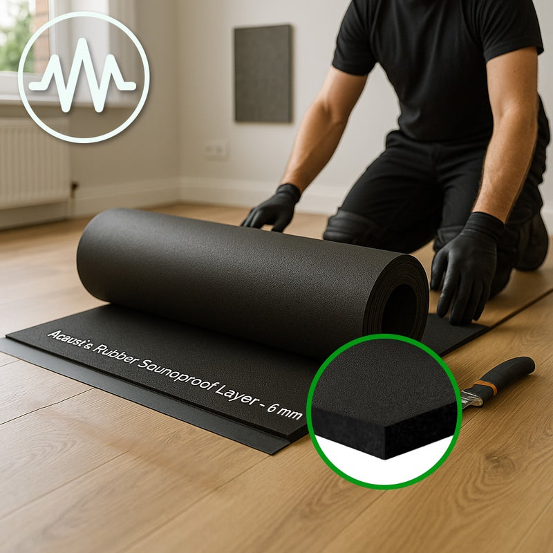 3mm Rubber Acoustic Underlayment for Floors, 94% Recycled, Sound Control, Mould Resistant, Easy Install, CE Marked, Qualified, Impact Sound Reduction