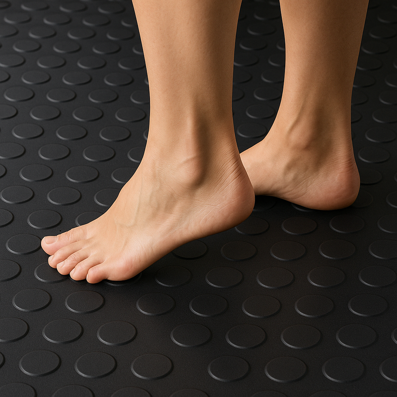 Non Slip Rubber Matting Rolls Studded Dot Penny Pattern Heavy Duty Rolls Cut Lengths