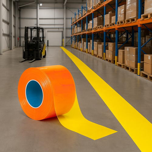 Yellow PVC Strip Curtain Roll | 200mm x 2mm, 50m Cut to Size