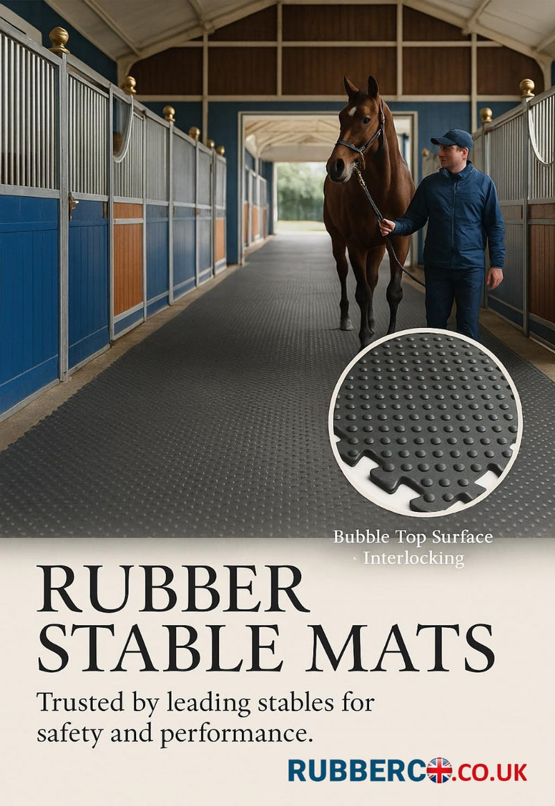Rubber Co Reversible Stable Matting - Heavy Duty, Non-Slip, Insulating, Bubble & Ribbed Patterns, Easy Clean, Durable Rubber Horse Mats