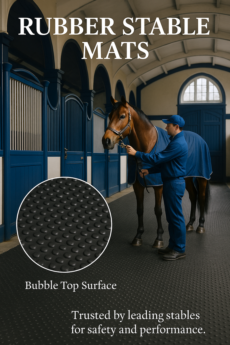 Rubber Co Reversible Stable Matting - Heavy Duty, Non-Slip, Insulating, Bubble & Ribbed Patterns, Easy Clean, Durable Rubber Horse Mats