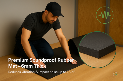3mm Rubber Acoustic Underlayment – Up to 54dB Sound Insulation | 94% Recycled | Part E Compliant | 10m² Roll