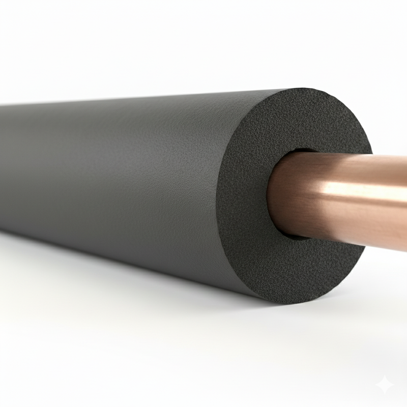 Black pipe insulation foam 15 mm × 6 mm wall thickness, 2 m tube