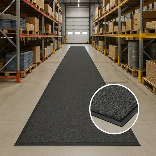 Non-Slip Anthracite Barrier Runner for Enhanced Safety in Warehouses and Factories