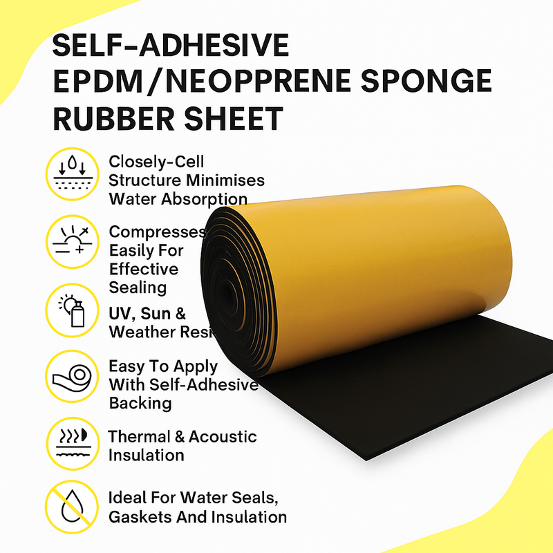 Self-Adhesive EPDM/Neoprene Sponge Rubber Sheet – Industrial-Grade Sealing, Insulation & Packing Solution