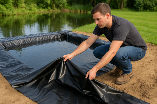 Heavy Duty HDPE Pond Liner 40-Year Guarantee, UV Resistant with Free Underlay - Durable, Flexible, Ideal for Ponds & Water Features
