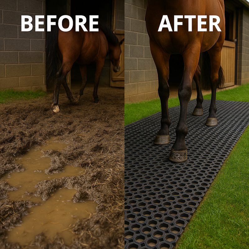 Heavy Duty Gateway Rubber Grass Mats - Non-Slip, Impact-Resistant, Perforated for Drainage - Horse Stable & Outdoor Use, Durable & Hygienic