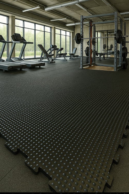 Heavy Duty Rubber Gym Mats - Bubble Hammer Top, Ribbed Back - Shock Absorbing, Noise Reducing, Ideal for Weightlifting & Exercise Machines