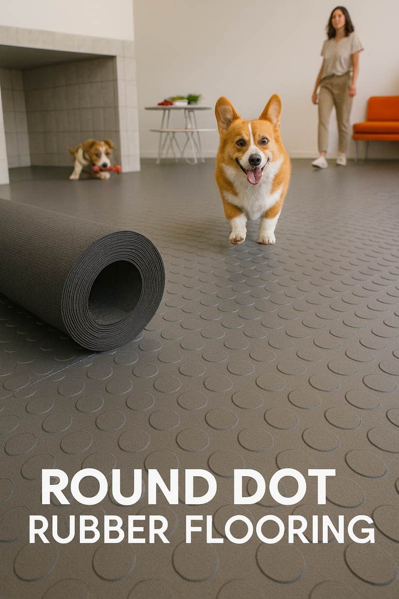 Premium Heavy-Duty Studded Rubber Flooring Roll – R11 Slip-Resistant | Oil & Impact Resistant | Custom Cut Lengths (3mm–6mm Thick, 1.2 m or 2 m Wide)