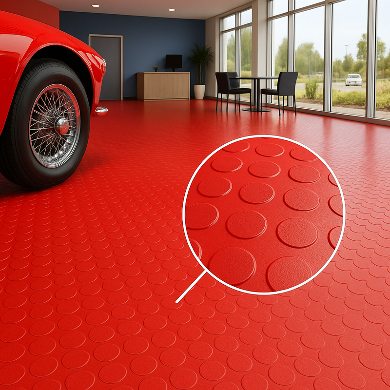 Premium Heavy-Duty Studded Rubber Flooring Roll – R11 Slip-Resistant | Oil & Impact Resistant | Custom Cut Lengths (3mm–6mm Thick, 1.2 m or 2 m Wide)