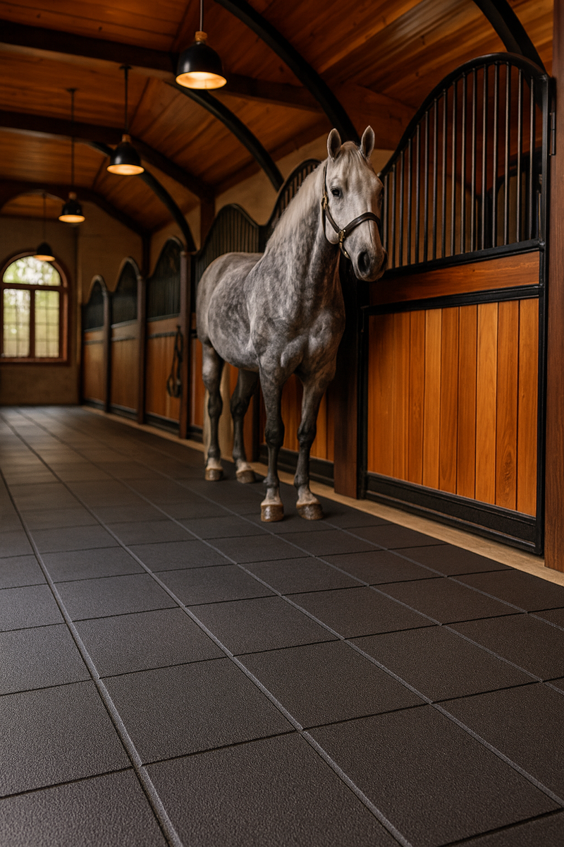 Heavy-Duty Interlocking Stable Mat Tiles – Non-Slip Rubber Horse Mats with Cushioning & High Impact Resistance