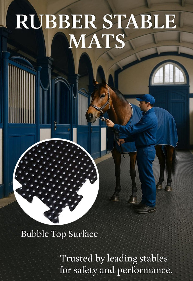 Rubber Co Reversible Stable Matting - Heavy Duty, Non-Slip, Insulating, Bubble & Ribbed Patterns, Easy Clean, Durable Rubber Horse Mats