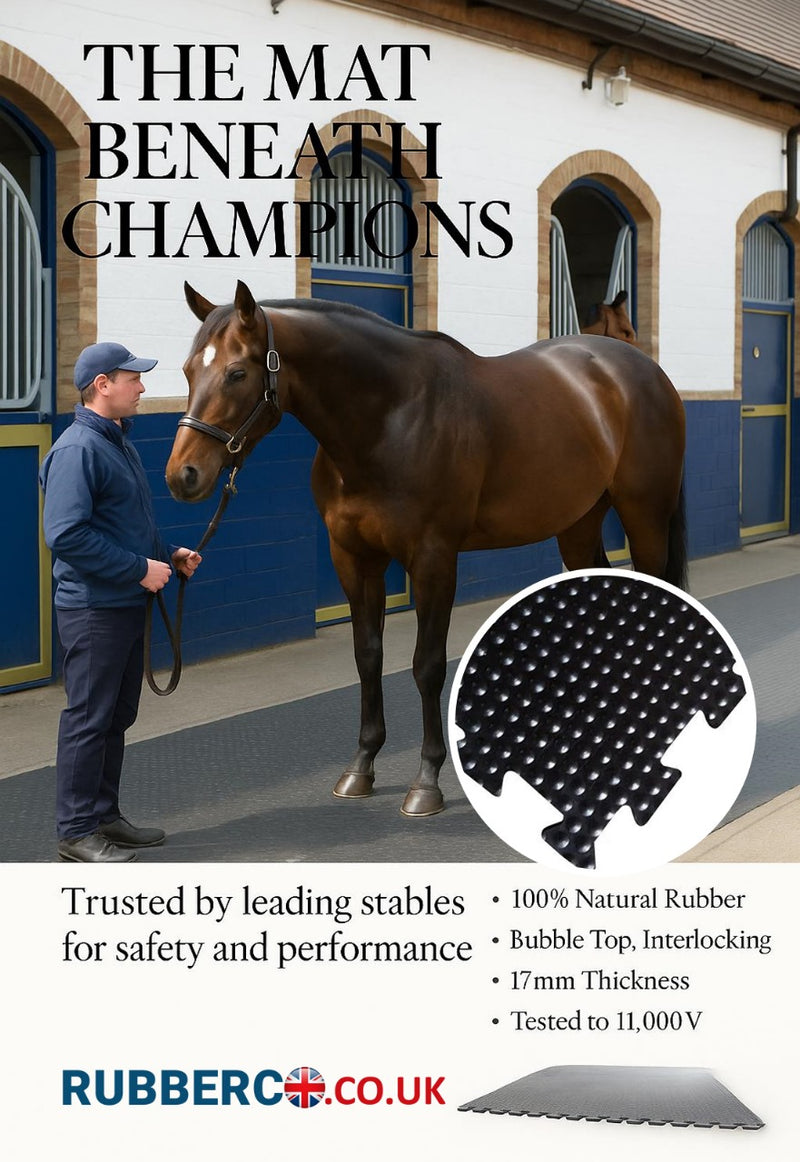 Rubber Co Reversible Stable Matting - Heavy Duty, Non-Slip, Insulating, Bubble & Ribbed Patterns, Easy Clean, Durable Rubber Horse Mats