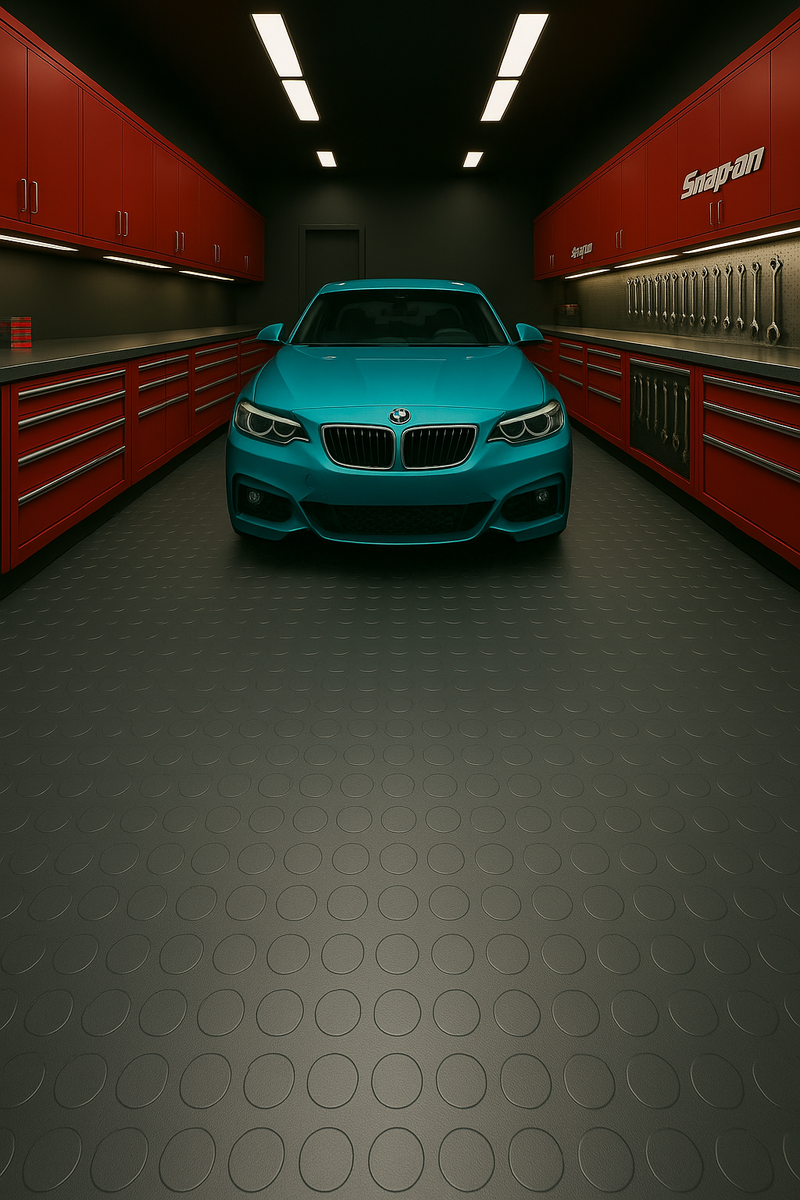 2m Wide Heavy-Duty Stud Rubber Flooring Roll | Anti‑Slip Industrial Matting for Garages, Kitchens, Workshops & Commercial Use