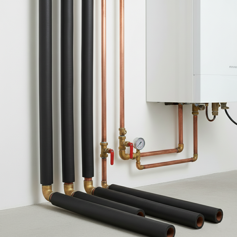 Energy-saving pipe insulation sleeve, 10mm bore and 6mm wall, made from high-quality closed-cell foam for heating and cooling systems